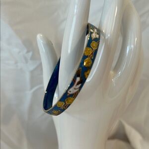 Gold, Blue Cloisonné Bangle